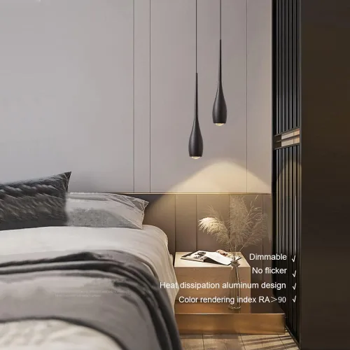 Miniatura 2 de Lámpara colgante negra para isla de cocina, accesorios de lámparas colgantes LED regulables, pequeña lámpara colgante industrial moderna para sobre