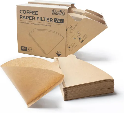 Miniatura 10 de PakTalk 300 unidades de filtros de café en cono #4, filtros de café de papel marrón natural de 4 conos para café de filtro y cafetera de goteo