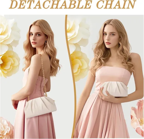 Miniatura 4 de lovyoCoCo Bolso de mano para mujer, suave, plisado, de poliuretano, para boda, elegante bolsa de noche para galas, bailes, fiestas de cóctel