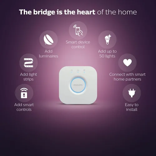 Miniatura 2 de Philips Hue (1) Puente con (1) interruptor de atenuación y control remoto, enciende las luces de tono, apaga, atenúa o ilumina, instalación fácil