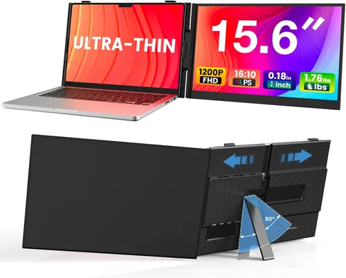 Extensor de pantalla para laptop, monitor portátil ultrafino de 15.3 pulgadas FHD 1200P 16:10 para laptop, extensor ligero de monitor dual Plug &