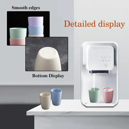 Miniatura 3 de Juego de 5 vasos de paja de trigo, pequeños vasos reutilizables de 12 onzas, aptos para lavavajillas, vasos de agua apilables de plástico