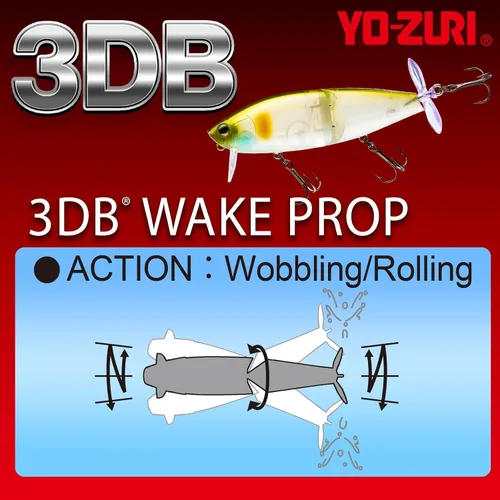 Miniatura 4 de YO-Zuri 3DB Wake Prop Flotante 85MM BASS Señuelo Color: Mate PRO Azul