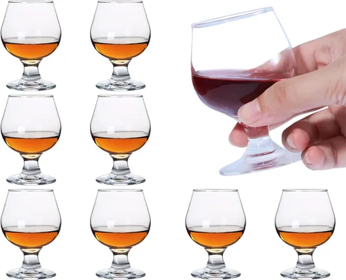 Glsairy Lindos Vasos de Chupito Pequeños Snifters de Brandy Juego de 8 | Copas de Coñac | Copas de Oporto | Vasos de Tequila (3.5 oz | 100 ml)