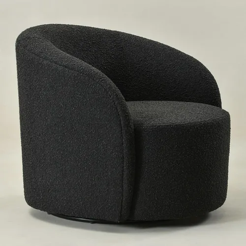 Miniatura 5 de KINWELL Silla giratoria Boucle de 34 pulgadas con juego otomano redondo de 18 pulgadas, juego totalmente ensamblado de silla y reposapiés de sherpa