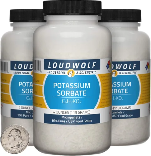Miniatura 12 de Sorbato de potasio / Botella de 2 onzas / 99% puro USP grado alimenticio/Micropellets