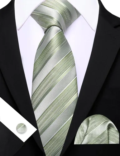 Miniatura 352 de Barry.Wang Juego de corbatas para hombre, corbata de seda a rayas, tejido a cuadros, gemelos formales, negocios, boda