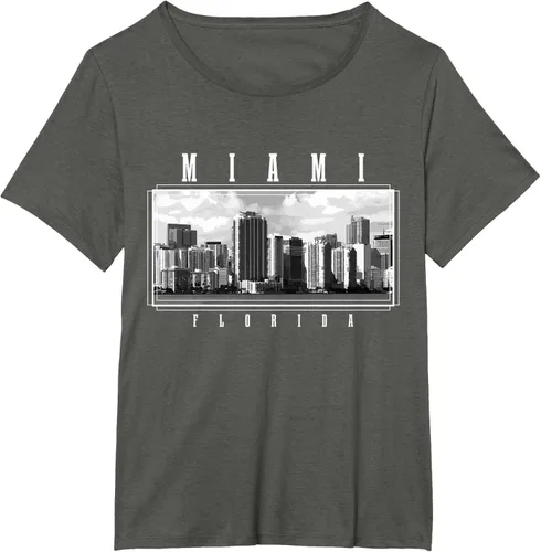 Miniatura 12 de Miami Skyline Florida Pride Vintage Miami Camiseta, Negro