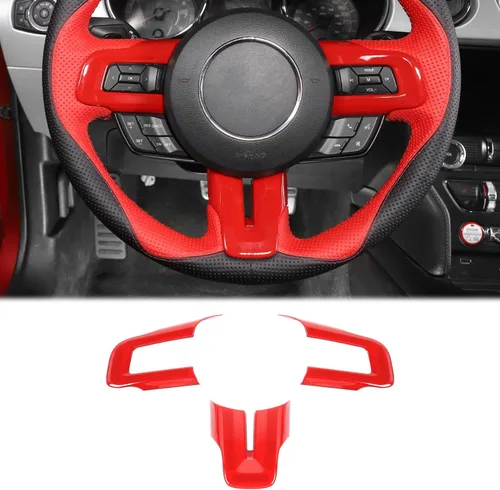Miniatura 7 de CheroCar para Ford Mustang Cubierta de Volante Kit de Decoración y Moldura Accesorios Interiores para Ford Mustang 2015-2025 (Fibra de Carbono)