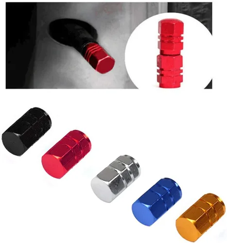 Miniatura 2 de Tapones de válvula de aire de aluminio, 4 unidades, para camión, coche, bicicleta, color azul