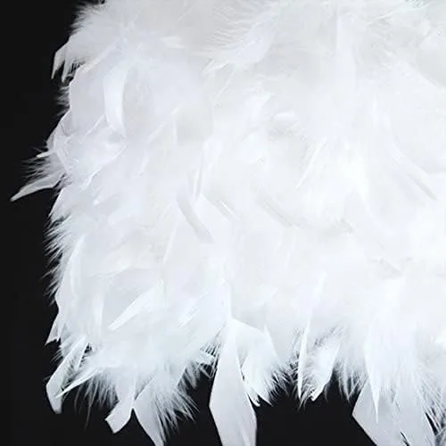 Miniatura 6 de Lámpara de techo moderna colgante de cristal plumas blancas, lámpara de techo, bombilla dormitorio, accesorios, 27.6 * 33.1 in