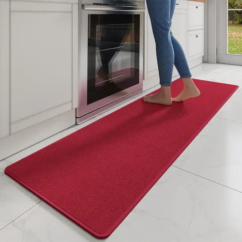 Miniatura 48 de YDKGL Tapetes de cocina para piso, alfombras de cocina súper absorbentes, antideslizantes, lavables, de lino sintético suave trenzado, alfombra