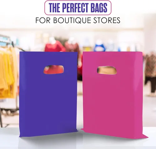 Miniatura 6 de Houseables Merchandise Bags, bolsas de compras, plásticas, 16" x 18", 100 unidades, 1.75 mil de espesor, baja densidad, brillante, color rosa