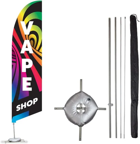 Miniatura 6 de Vispronet Vape Shop - Kit de bandera de plumas – Juego de mástil de bandera Swooper de 13.5 pies, punta de tierra, base cruzada y bolsa