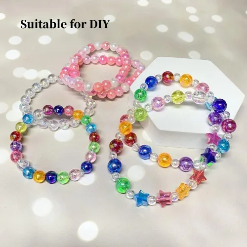 Miniatura 6 de 2000 cuentas redondas acrílicas de 0.157 pulgadas (0.157 in), cuentas espaciadoras de colores AB con agujero para bricolaje, pulseras, collares
