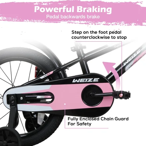 Miniatura 3 de WEIZE Kids Bike, 16 Inch Children Bicycle for Boys & Girls Ages 4-7 Years Old, Rider Height 41-53 Inch, Adjustable Seat & Handlebars, Coaster Brake