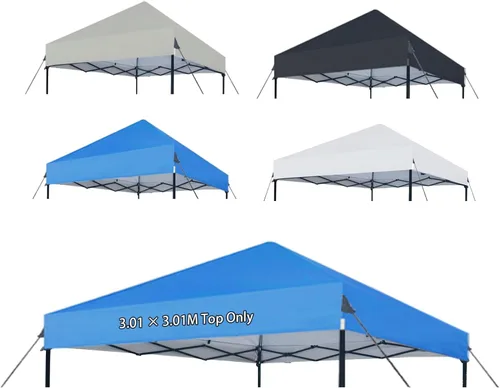 Miniatura 11 de Joramoy Toldo de repuesto de 8 x 8 pulgadas, cubierta impermeable para tienda de campaña desplegable con cuerdas resistentes al viento para marco