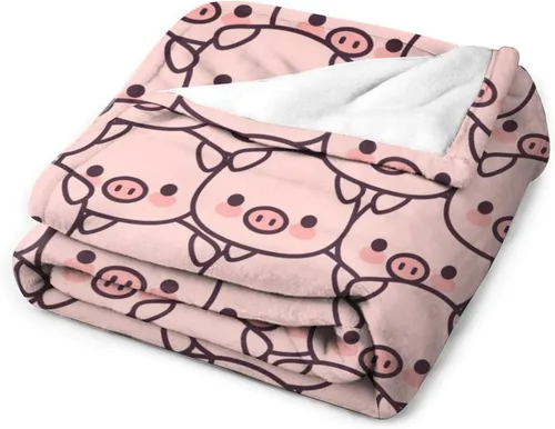 Miniatura 3 de Manta de cerdo para regalo, manta de franela polar de 30 x 40 pulgadas, suave para niñas, niños y adultos, ligera, cómoda, cálida manta con temática