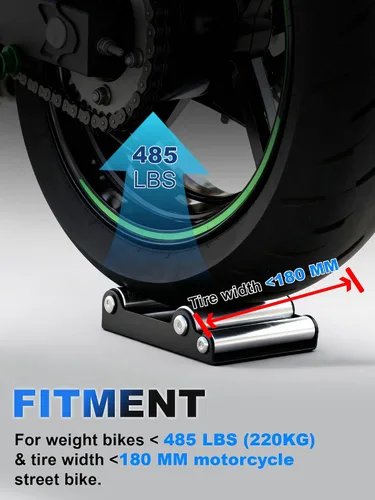 Miniatura 2 de JFG RACING Soporte de limpieza de ruedas para motocicletas, (motocicletas < 220 kg y ancho de neumático < 180 mm) Soporte de rodillo de paddock