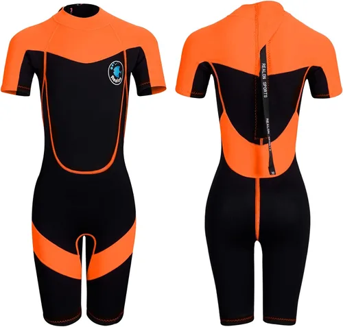 Miniatura 13 de Kid Wetsuit Neoprene Boys Girls 3mm Full Wet Suit, 2mm Shorty Toddles Thermal Swimsuit, Children Back Zipper Cold Water Warmth for Swimming Kayaking