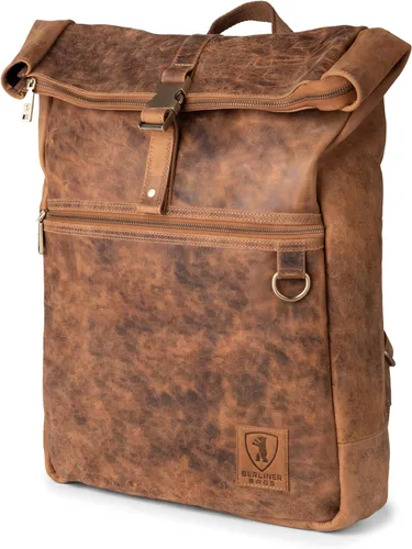 Miniatura 11 de BERLINER BAGS Mochila vintage de cuero genuino Utrecht, mochila para laptop, mochila de viaje para mujeres y hombres, café M, Mediana