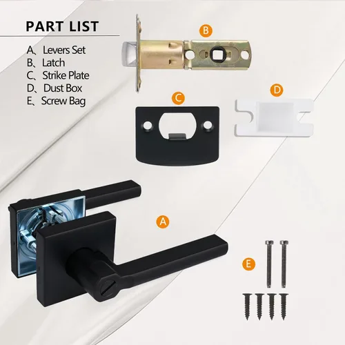 Miniatura 6 de NEWBANG Palanca de puerta de cama/baño para privacidad Baño e interior Manija de cerradura de puerta en negro mate envejecido, HD1601-DB-BK-1P