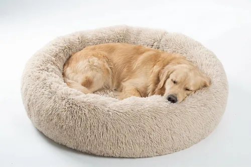 Miniatura 19 de SAVFOX Camas calmantes de felpa para perros, cama de perro de dona para perros pequeños, tamaño mediano, grande y extragrande, cómoda cama para Beige