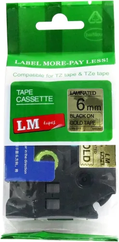 Miniatura 37 de Paquete de 1 unidad LM Tapes LMe511 Premium de 1/4 de pulgada con impresión negra en etiqueta azul compatible con Brother TZe-511 P-Touch, incluye