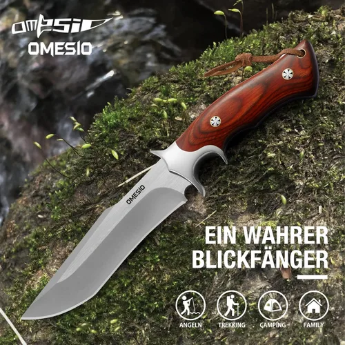 Miniatura 5 de Cuchillo Omesio de hoja fija con vaina, cuchillo de supervivencia de acero M390, Fulltang 60±1 HRC, cuchillos de hoja fija EDC para caza, cuchillos