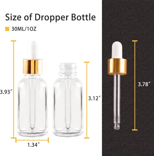 Miniatura 2 de Paquete de 48 Botellas Cuentagotas de Vidrio Transparente de 1 oz, Botellas Cuentagotas con Cuentagotas de Vidrio para Aceites Esenciales, Perfumes