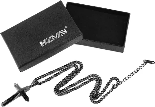Miniatura 11 de HZMAN collar con colgante de cruz de acero inoxidable pulido, con cadena de 24 in, para hombre