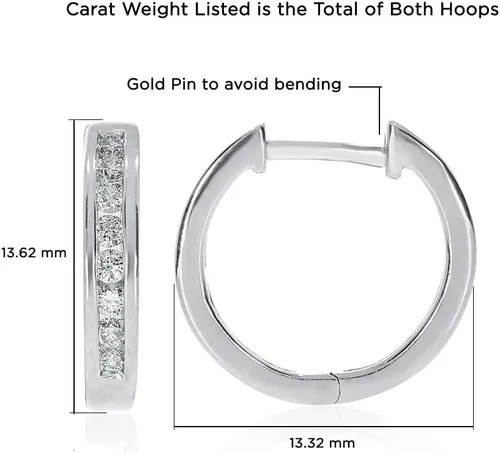Miniatura 2 de Aretes de aro de diamantes cultivados en laboratorio para mujer, aretes de aro chapados en oro TW de 14-12 CT Joyas de diamantes brillantes GH VSSI