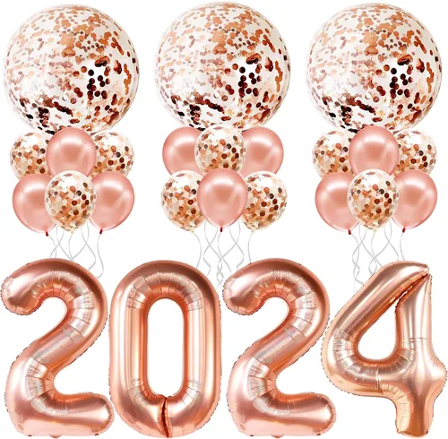 Miniatura 8 de Katchon, Globos metálicos de confeti dorado – enormes 36 pulgadas, paquete de 21 Globos dorados de látex, decoraciones de Año Nuevo 2026 Globos