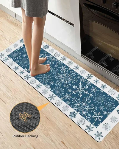 Miniatura 4 de Tapete de baño azul de Navidad para bañera, antideslizante, de secado rápido y absorbente, tierra de diatomeas, fregadero, dormitorio, cocina