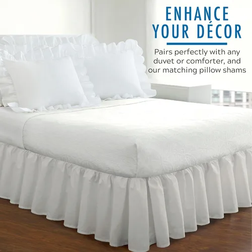 Miniatura 6 de Faldón plisado de popelina para cama tamaño California King, de Fresh Ideas Blanco