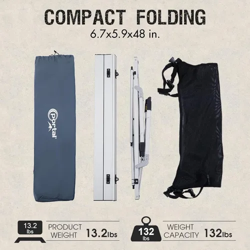 Miniatura 9 de PORTAL Mesa de Camping Portátil Plegable con Patas Ajustables, Mesa Plegable de Aluminio Enrollable con Bolsa de Transporte para Exteriores, Playa