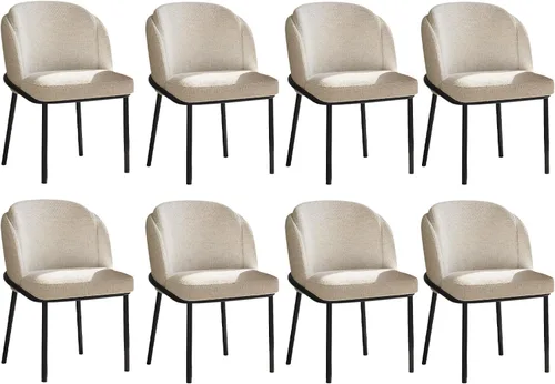 Miniatura 17 de Juego de 2 sillas de comedor color blanco crema, cómodas sillas de oficina con asiento y respaldo de alta elasticidad para sala de estar, Blanco