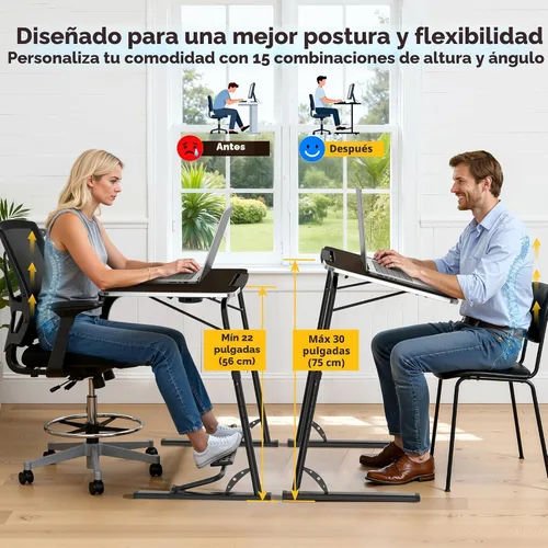 Miniatura 5 de FoldWise - Mesa plegable mejorada para TV y portátil - Extra grande y resistente, mesa para sofá, altura y ángulo ajustable para cena, trabajo y TV