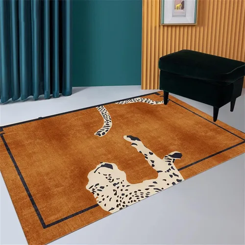 Miniatura 8 de Alfombra de área con estampado de leopardo, 3 x 5 pies, alfombra con estampado de guepardo africano majestuoso y vida silvestre, alfombra de pelo 15