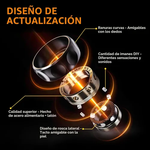 Miniatura 2 de Fidget Spinner para alivio del estrés – Anillo magnético fidget DIY con sonidos atractivos, juguetes de acero inoxidable EDC para adultos y Negro