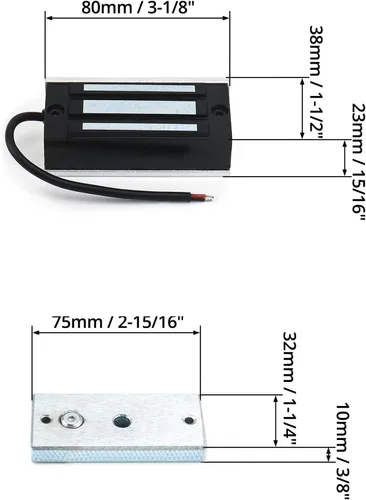 Miniatura 6 de QWORK Cerrajo eléctrico magnético, paquete de 2, 60 kg 130 lb de fuerza de retención, cerrojo eléctrico magnético para sistema de control de acceso