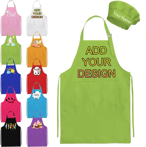 Miniatura 16 de Delantal personalizado para niños y sombrero de chef, delantal personalizado para niños con nombre, delantal de pintura personalizado, para cocinar