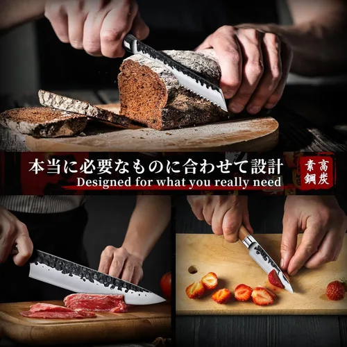 Miniatura 6 de Huusk Juego de cuchillos de cocina japonés de 3, juego de cuchillos de chef profesionales para cocina, juegos de cuchillos de cocina afilados