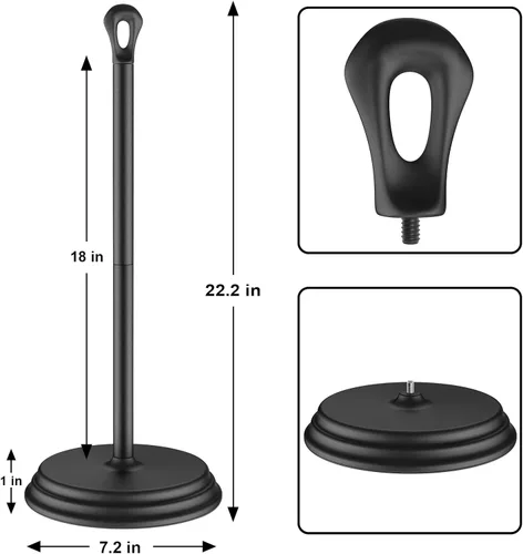 Miniatura 2 de Kasunto Soporte de papel higiénico con soporte de pie resistente a la oxidación, soporte de almacenamiento de papel higiénico de metal para el baño