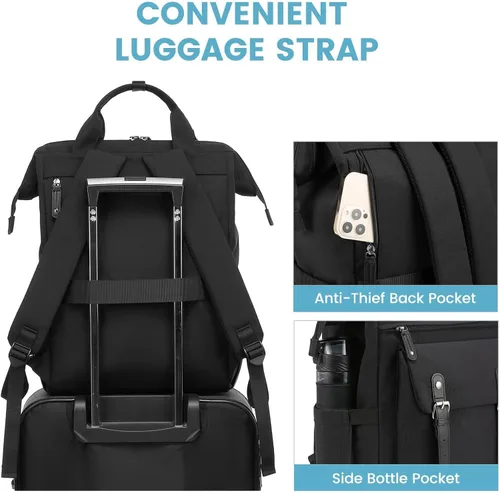 Miniatura 4 de LOVEVOOK - Mochila para laptop de mujer, mochila para profesores y enfermeras, bolsa de trabajo, viaje, mochilas para computadora, bolsa para marrón