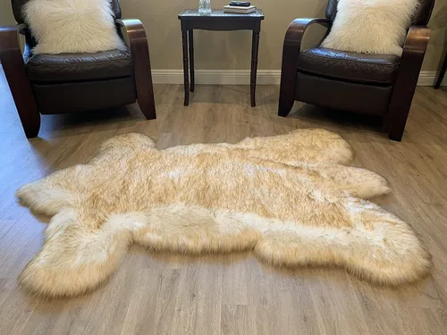 Miniatura 14 de LAMBZY - Alfombra de piel de oveja sintética súper suave hipoalergénica sedosa, estilo peluche de oso, para sala de estar, habitación de niños, sofá