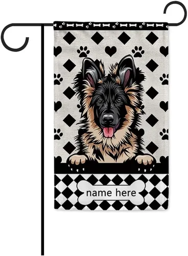 Miniatura 36 de Bandera personalizada de jardín para perro, lindo perro salchicha salchicha, lunares, búfalo, bandera a cuadros para decoración del hogar al aire