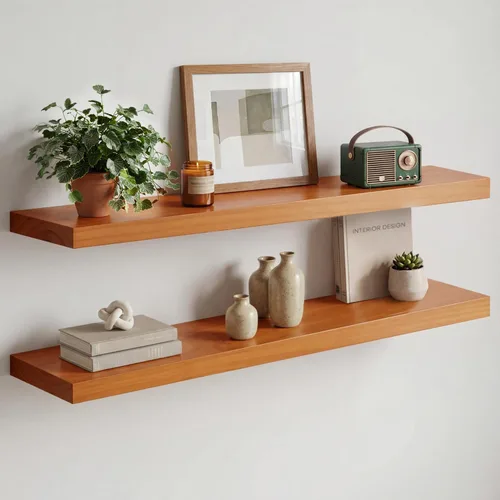 Miniatura 53 de Homeforia Estante flotante blanco de 48 pulgadas, estantes flotantes de madera maciza de alta gama de 48 pulgadas de largo para montaje en pared