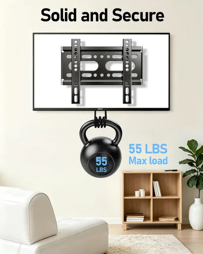 Miniatura 4 de Nuyoah Soporte de pared para TV de perfil bajo y fijo para televisores y monitores de pantalla plana de 14 a 43 pulgadas y hasta 55 libras, soporte