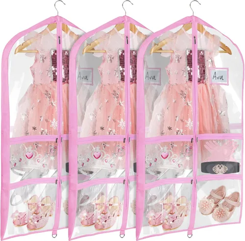 Miniatura 10 de Univivi Bolsas de PVC transparente para disfraz de baile, bolsa de ropa de 35 pulgadas para competiciones de baile, con 3 bolsillos separados